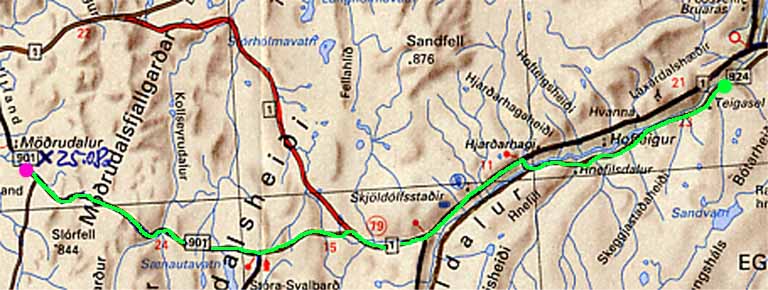 Von Teigasel nach Möðrudalur